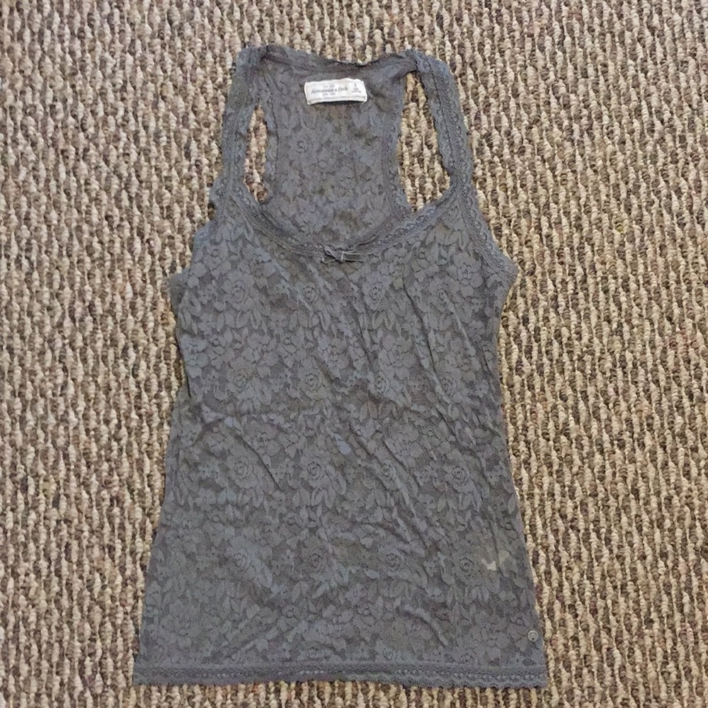 Abercrombie & Fitch Grey Lace Tank Top Y2K